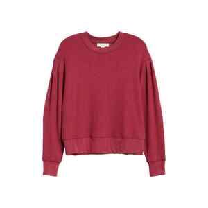 Treasure & Bond Women's Puff Long Sleeve Sweatshirt Sweater In Burgundy Plum